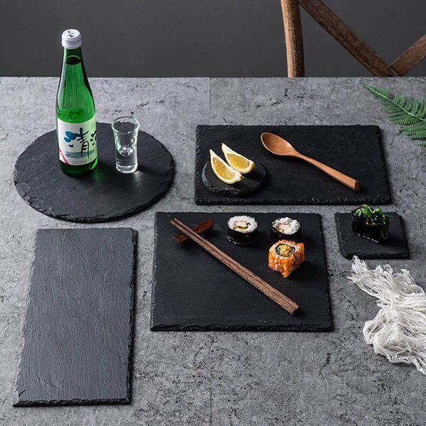 European-style Black Natural Slate Square Stone Plate