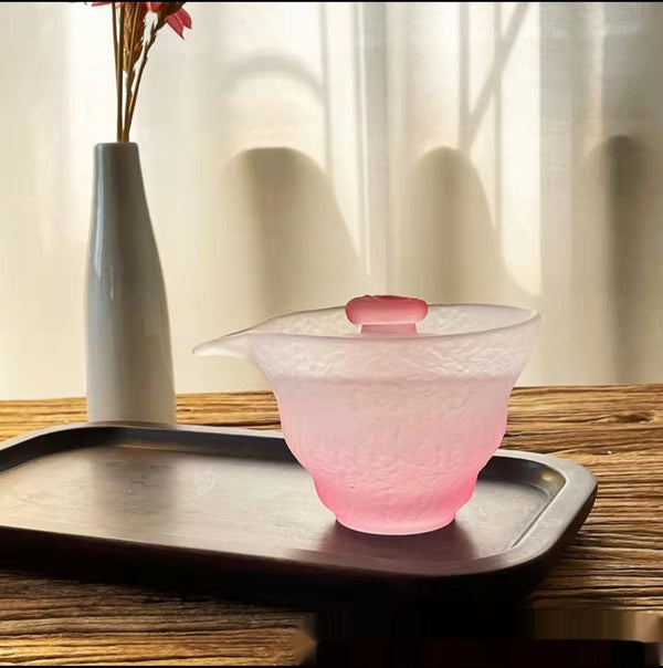 National Trendy Style Gradient Color Frosted Glass Tea Set Suit