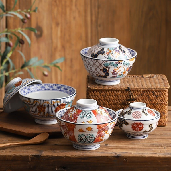 Japanese Style Ceramic Bowl Household Stew Cup Stew Bowl With Lid